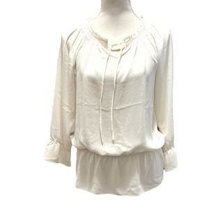 Chicos Women’s Peasant Off White Flowy Boho Tunic 3/4 Sleeve Small